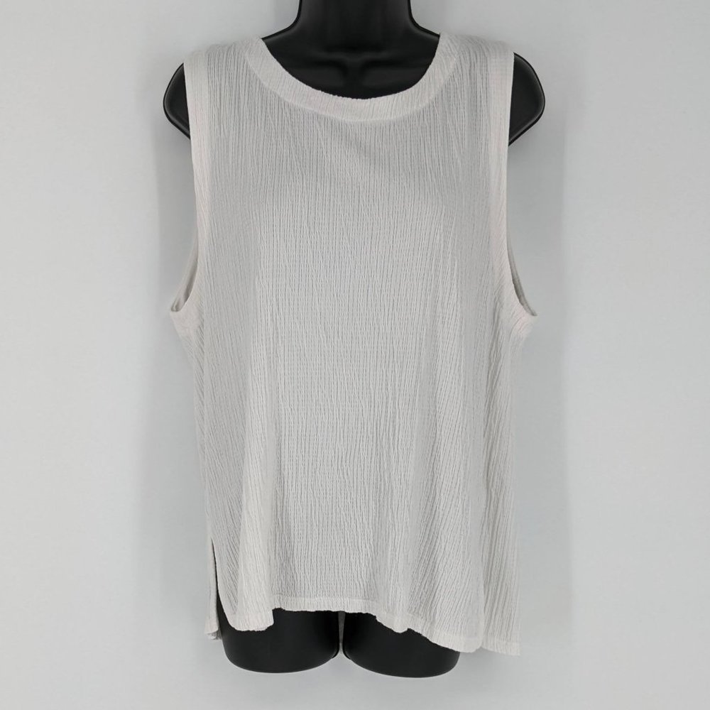 Anthropologie Cream Crepe Wrinkle Knit Button Back Viscose Montauk Tank Top XL - Picture 1 of 13